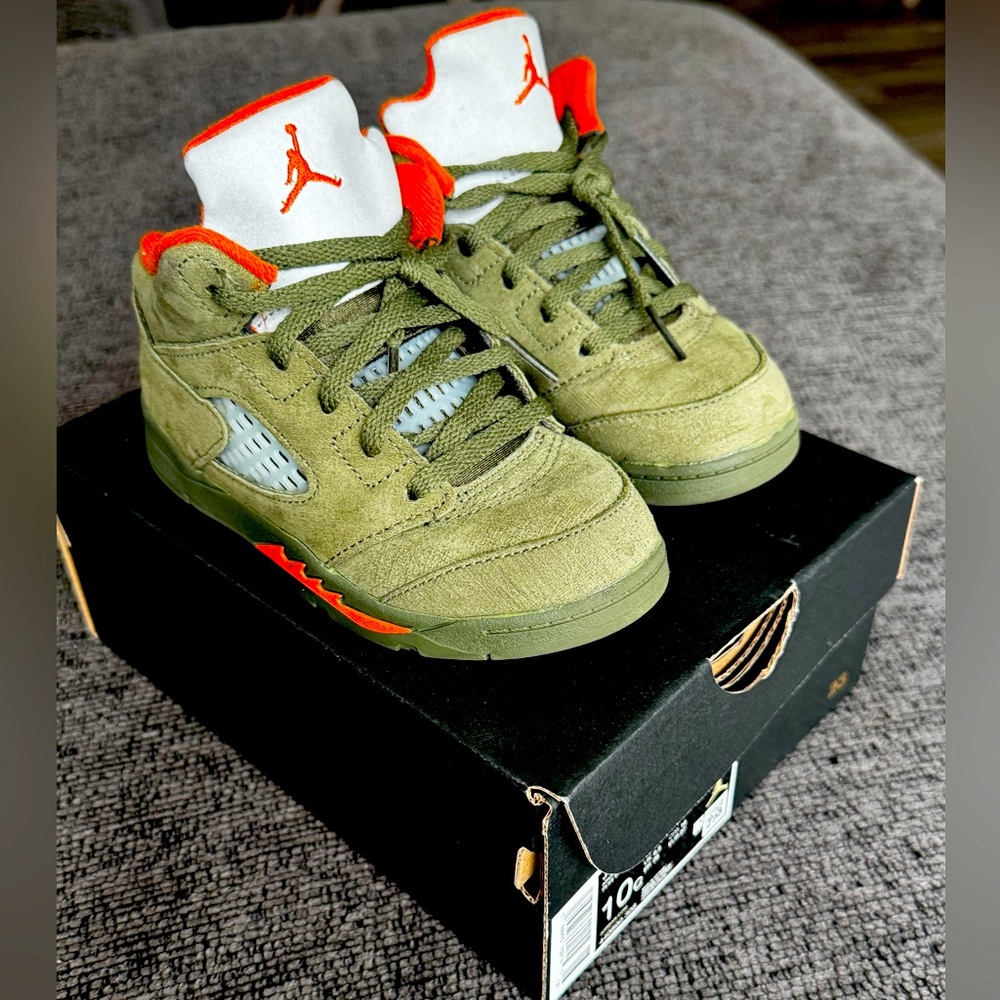 Toddler Jordan Retro 5’s “Olive”